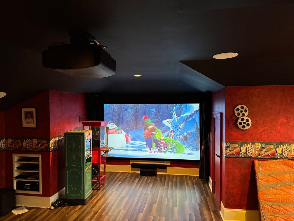 A dedicated theater room with acoustic treatment