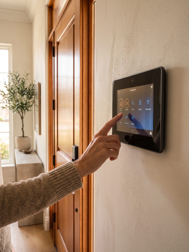 An alarm system integrated with the home automation